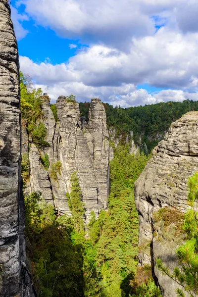 スイス ザクセン州のバスティーロック ネウレトゥン城遺跡周辺の美しい風景 ドイツ ザクセン州のエルベ サンドストーン山脈 ヨーロッパ — ストック写真