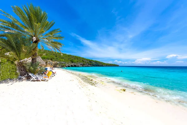 Praia Cas Abao Areia Branca Paradisíaca Praia Com Céu Azul — Fotografia de Stock