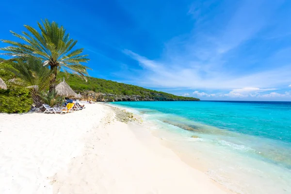 Praia Cas Abao Areia Branca Paradisíaca Praia Com Céu Azul — Fotografia de Stock