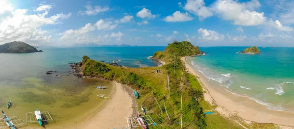Aerial View Nacpan Beach Paradise Island Tropical Travel Destination Nido — Stock Photo, Image