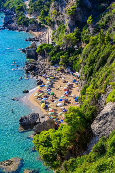 Mirtiotissa Strand Mit Kristallklarem Azurblauem Wasser Und Weißem Strand Wunderschöner — Stockfoto