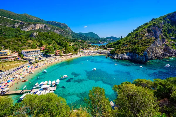 Plage Agios Spiridon Avec Eau Cristalline Azur Plage Blanche Dans — Photo