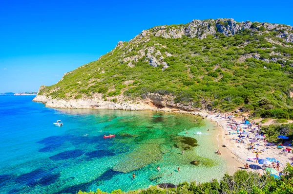 Playa Porto Timoni Afionas Una Playa Doble Paradisíaca Con Agua — Foto de Stock