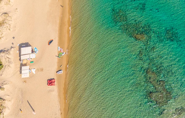 Вид Воздуха Пляж Галикунас Озеро Кориссион Остров Корфу Ионическое Море — стоковое фото