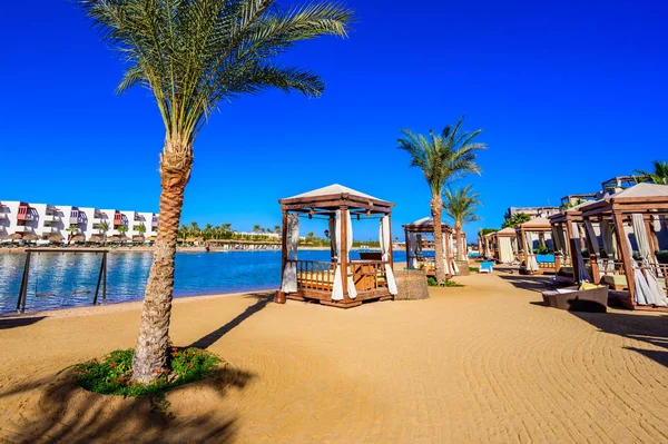 Relaxando Praia Praia Branca Destino Viagem Para Férias Hurghada Mar — Fotografia de Stock