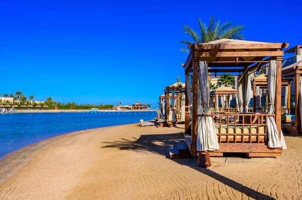 Avkopplande Vid Stranden Vit Strand Resmål För Semester Hurghada Röda — Stockfoto