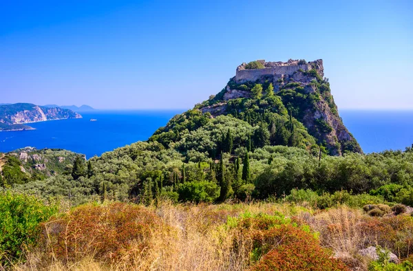 Hrad Angelokastro Staré Zříceniny Pevnosti Paleokastrites Ostrov Korfu Jónské Moře — Stock fotografie