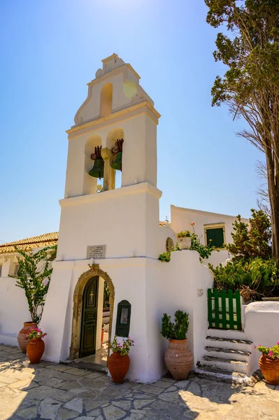 Monasterio Vlacherna Puerto Kanoni Isla Corfú Paisaje Hermoso Mar Jónico — Foto de Stock