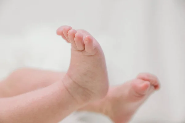 Дитячі Ноги Милий Новонароджений Щасливі Сімейні Миті — стокове фото