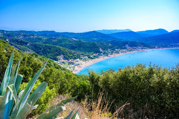 Agios Georgios Beach Paradise Bay Beautiful Mountain Scenery Corfu Island — Stock Photo, Image