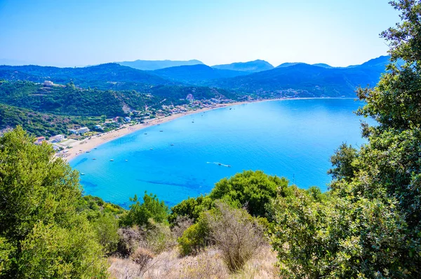 Agios Georgios Praia Baía Paraíso Belas Paisagens Montanha Ilha Corfu — Fotografia de Stock