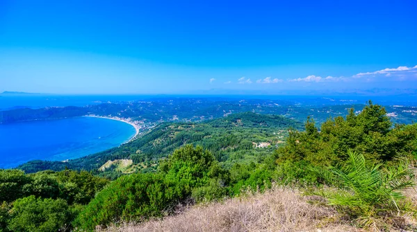 Agios Georgios Beach Paradise Bay Beautiful Mountain Scenery Corfu Island — Stock Photo, Image