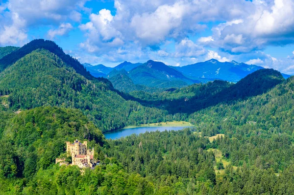 Schwansee Bei Neuschwanstein Und Schloss Hohenschwangau See Bei Füssen Wunderschöner Stockbild