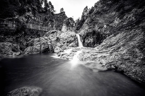 Beautiful scenery of Stuibenflle - River and waterfall at Reutte in mountain scenery of Alps, Austria