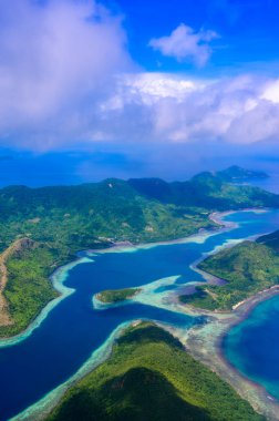 Busuanga adasının cennet sahili hava manzaralı güzel plajları, Coron, Filipinler