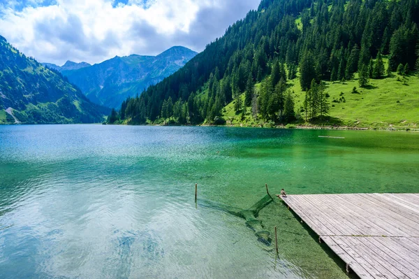 Vilsalpsee Lago Vilsalp Tannheimer Tal Belas Paisagens Montanhosas Nos Alpes — Fotografia de Stock