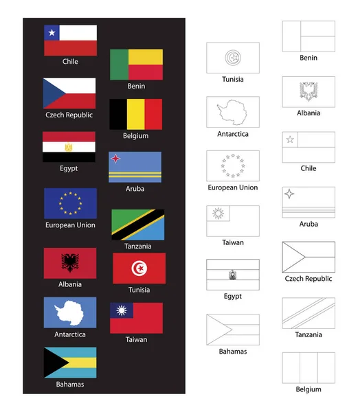 Coloring book with world flags