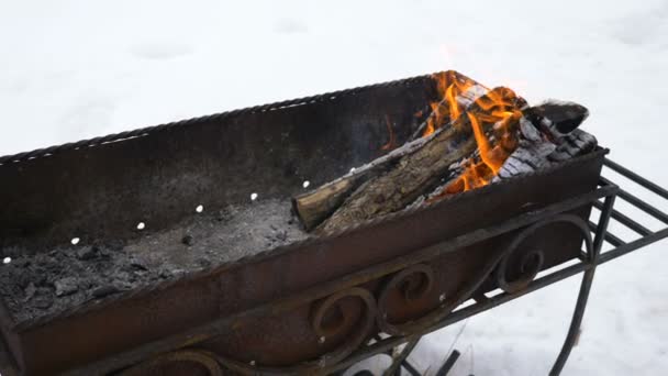 Grill Spalania Drewna Węgla Drzewnego — Wideo stockowe