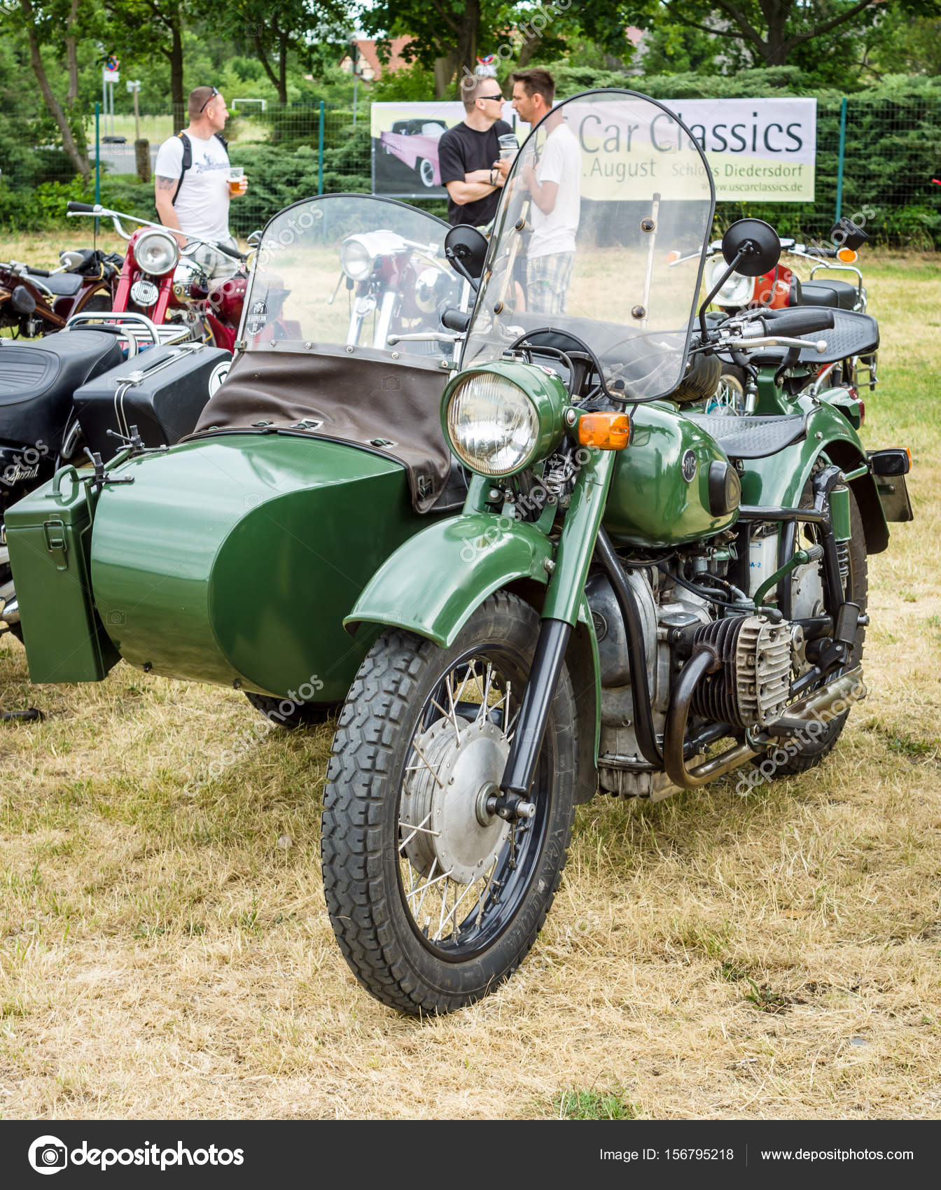 Soviet heavy motorcycle with a sidecar IMZ Ural. Stock Editorial