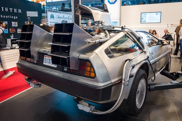 The DeLorean time machine (Back to the Future franchise) based on a DeLorean DMC-12 sports car. — Stock Photo, Image