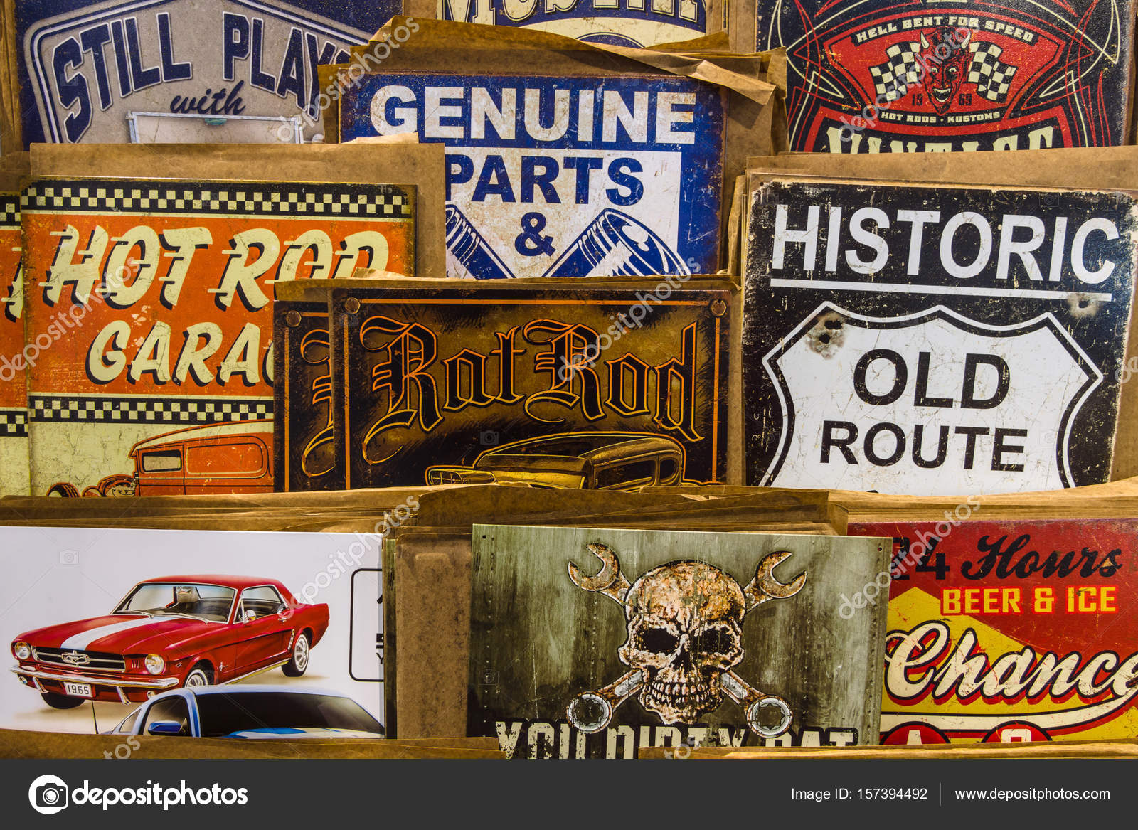 Background of vintage advertising signs. – Stock Editorial Photo 