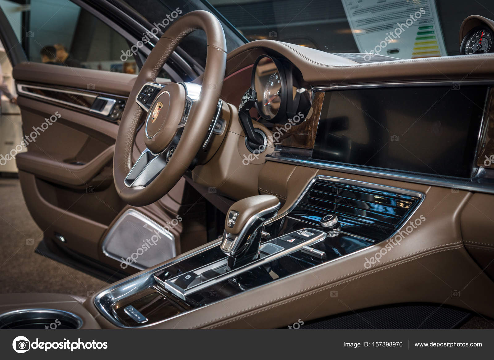 Interior Of The Full Size Luxury Car Porsche Panamera Turbo