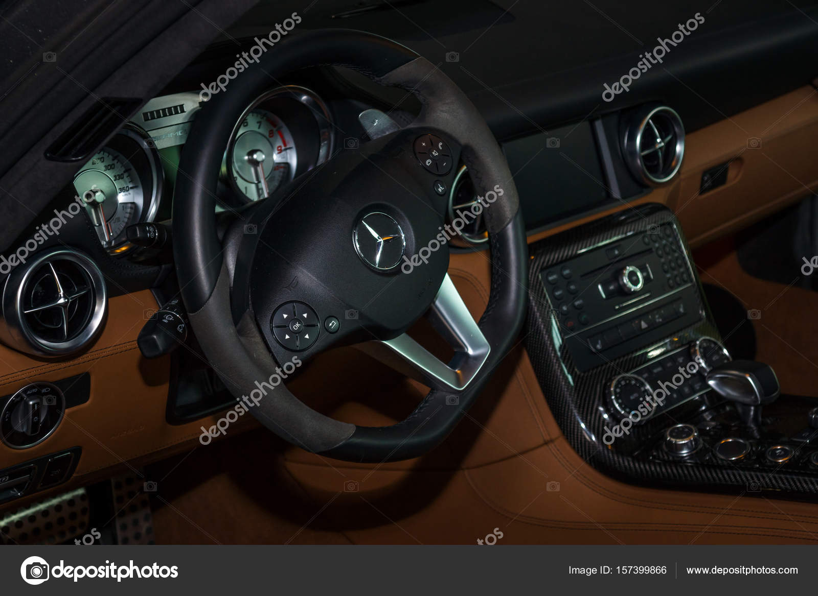 Interior Of The Sports Car Mercedes Benz Sls Amg Coupe 2012