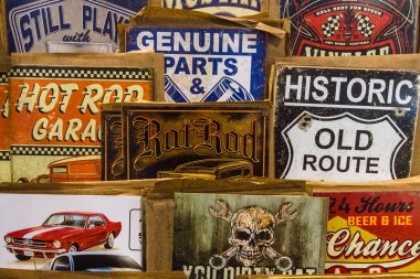 Background of vintage advertising signs. clipart