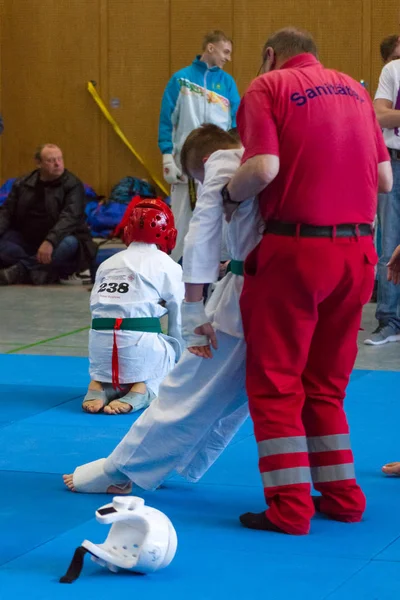 Europees kampioenschap Kyokushin World Union (Kwu) voor kinderen en jeugd 2017. Berlin. Duitsland. — Stockfoto