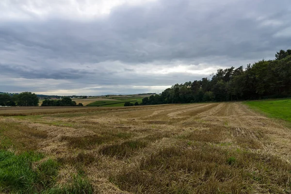 Une vue sur les champs autour de la petite ville de Neustadt (quartier Marburg-Biedenkopf en Hesse) et des terres agricoles environnantes . — Photo