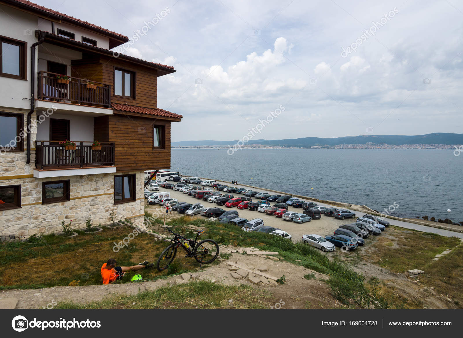 View of the Northern harbor and parking. Nesebar is an ancient city and