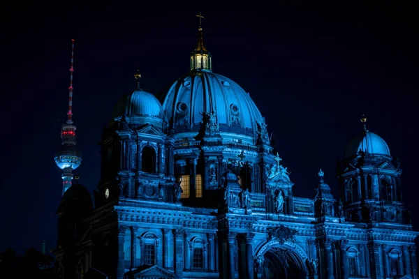 Berlin Października 2017 Berliner Dom Katedra Berlińska Festiwal Iluminacja Święto — Zdjęcie stockowe