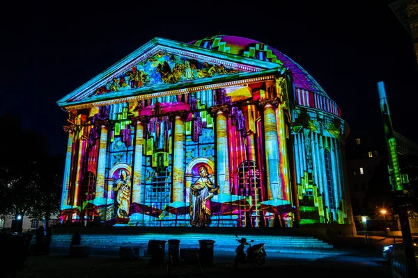 Berlin October 2017 Hedwig Cathedral Festival Illumination Festival Lights 2017 — Stock Photo, Image