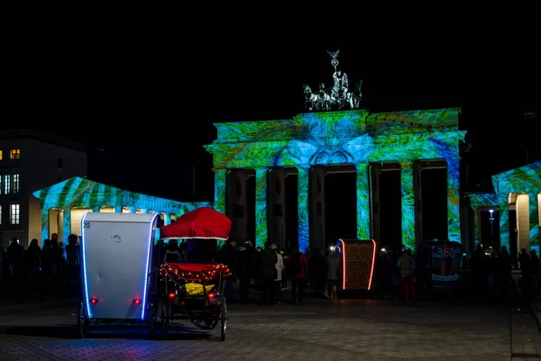 Berlin October 2017 Famous Brandenburg Gate Festival Illumination Festival Lights — Stock Photo, Image