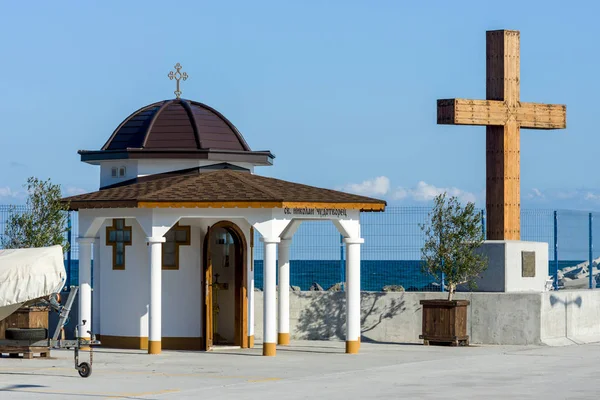 Pomorie Bulgarie Août 2017 Chapelle Saint Nicolas Dans Port Maritime — Photo