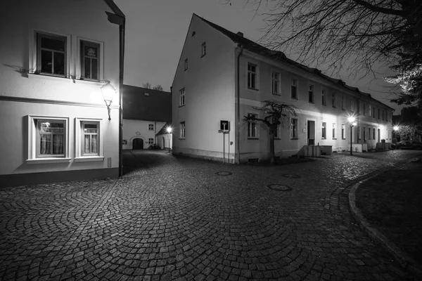 Senftenberg Alemania Febrero 2018 Calles Nocturnas Del Casco Antiguo Antigua —  Fotos de Stock