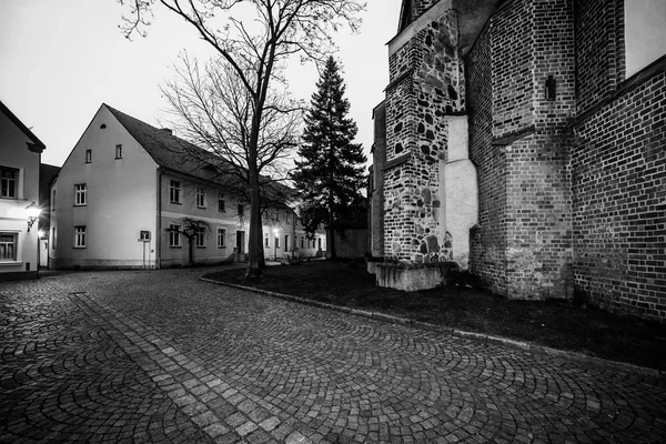 Senftenberg Duitsland Februari 2018 Nacht Straten Van Oude Stad Oude — Stockfoto