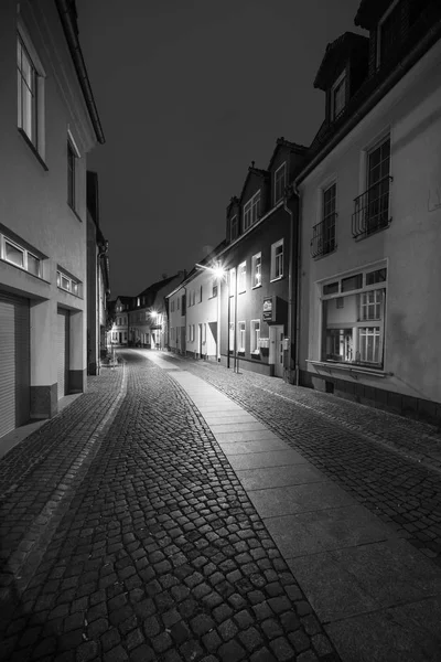 Senftenberg Duitsland Februari 2018 Nacht Straten Van Oude Stad Oude — Stockfoto