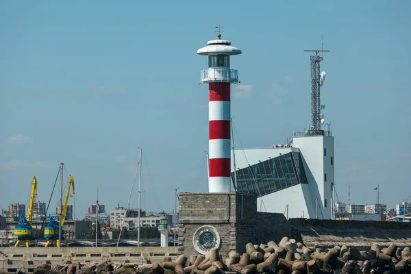 Burgas Bulgarije Augustus 2017 Vuurtoren Verkeerstoren Van Zeehaven Van Burgas — Stockfoto