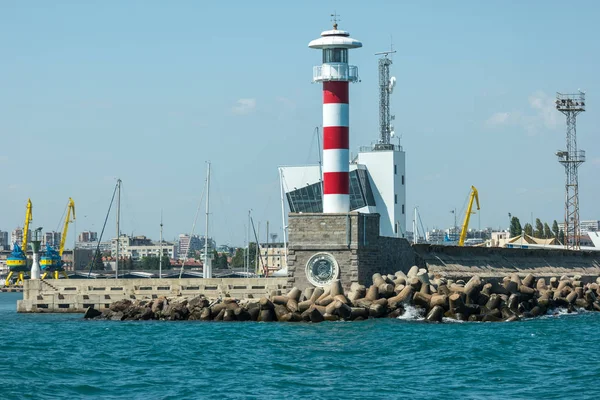 Burgas Bulgarie Août 2017 Phare Tour Contrôle Port Maritime Burgas — Photo