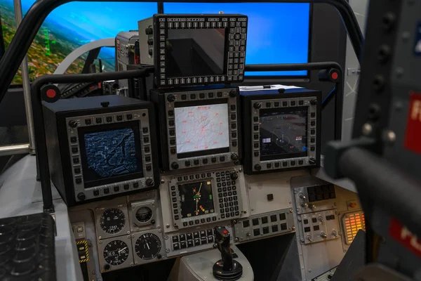 Berlin Deutschland April 2018 Cockpit Des Mehrzweckkampfflugzeugs Eurofighter Taifun Ausbildungssimulator — Stockfoto