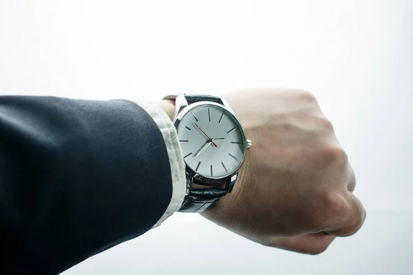 Χέρι Επιχειρηματία Ρολόι — Φωτογραφία Αρχείου