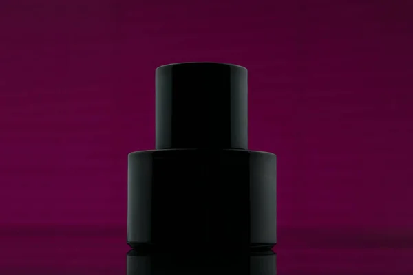 Bottle Black Perfume Pink Background — Stock Photo, Image