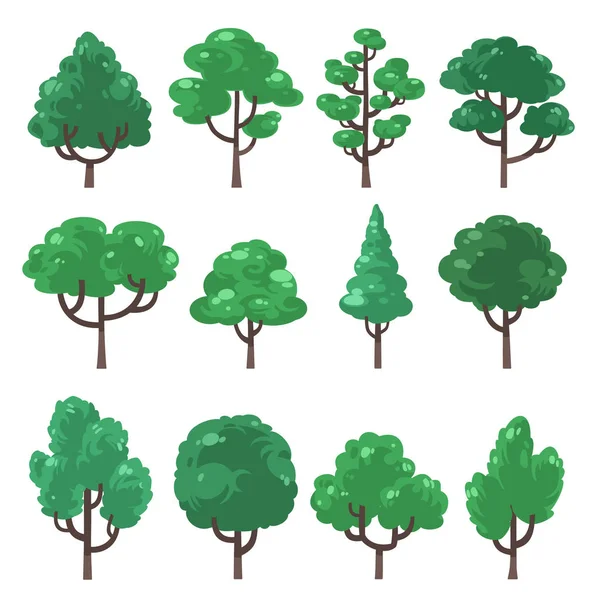 Set Vector Illustrations Tree Minimal Design Isolated Background Part — Stock Vector