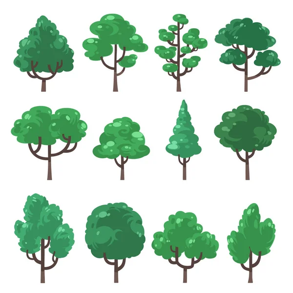 Définir Les Illustrations Vectorielles Arbre Dans Design Minimal Isolé Sur — Image vectorielle