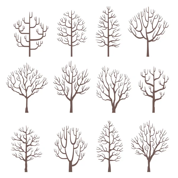 Set Vector Illustrations Tree Minimal Design Isolated Background Part — Stock Vector