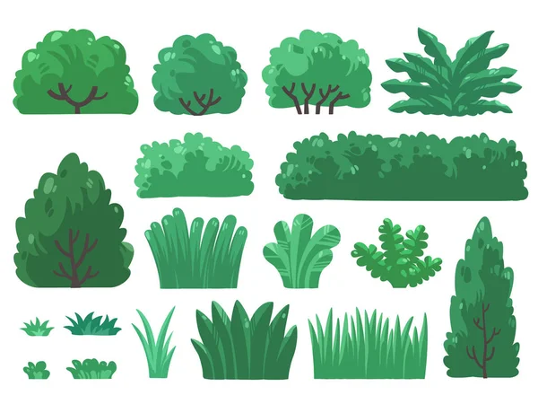 Définir Des Illustrations Vectorielles Arbres Buissons Dans Design Minimal Isolé — Image vectorielle