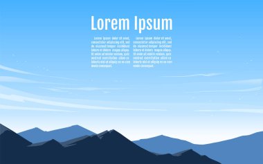 Güzel berrak gökyüzü mavi dağ ile vektör çizim.