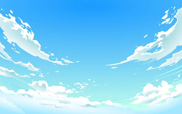 Vektör çizim Anime tarzı bulutlu gökyüzü.