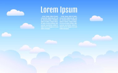 Vektör çizim karikatür tarzı yumuşak bulutlu gökyüzü arka plan.